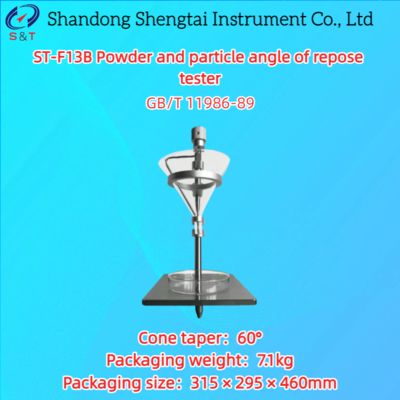 60° Cone Taper Angle of Repose Tester with 10mm Discharge Outlet and Glass Funnel