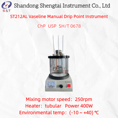 Handmatig vaseline-druppelpuntinstrument met 110 mm glazen proefbuis 250 tpm mengmotor en 400 W-verwarmer