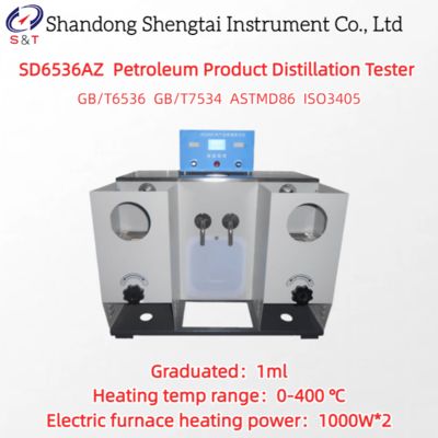 2 Gats Fractionele Brandstofdestillatietester Koude Bad 5.5L Verwarming 0-400℃ ASTM D86