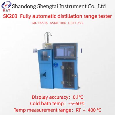 PT100-sensor Volautomatische destillatiebereiktester RT ~ 400 ℃ Koud bad -5 ~ 60 ℃ ASTM D86